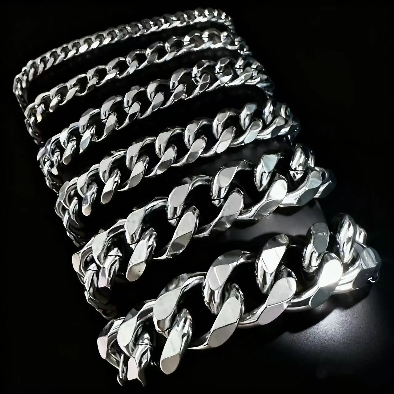 HNSP Stainless Steel Cuban Link Chain Gold Color Bracelet For Men Adjustable Size Trend Jewelry Hand Chains 3/5/7/9/13/15MM Wide