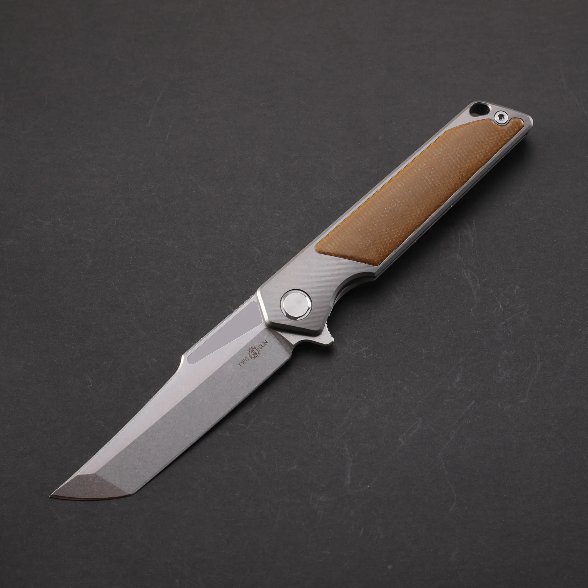 Cuchillo plegable de calidad TWOSUN TS366, mango de titanio, multiherramienta para exteriores con rodamiento, hoja de acero 14C28N, herramienta EDC de supervivencia para acampar