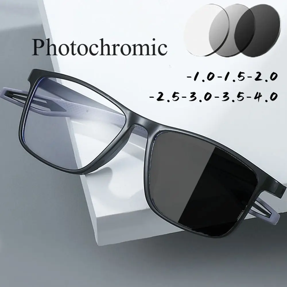 

Blue Ray Blocking Photochromic Glasses TR90 Frame Lightweight Short Sighted Eyeglasses Eye Protection Flexible