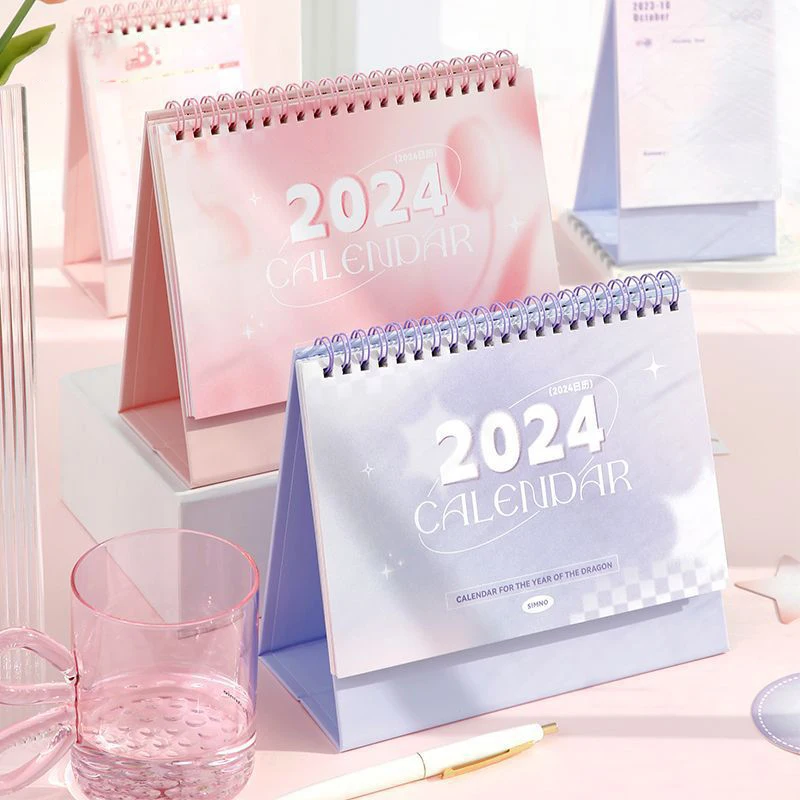 Calendario creativo de estilo Ins para estudiantes, decoración de escritorio de oficina, calendario mensual para grabar eventos, regalos, 2024 años, 1 unidad