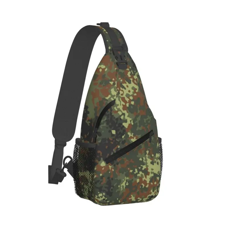 

Custom Flecktarn Camo Sling Chest Crossbody Bag Men Cool Camouflage Shoulder Backpack for Camping Biking