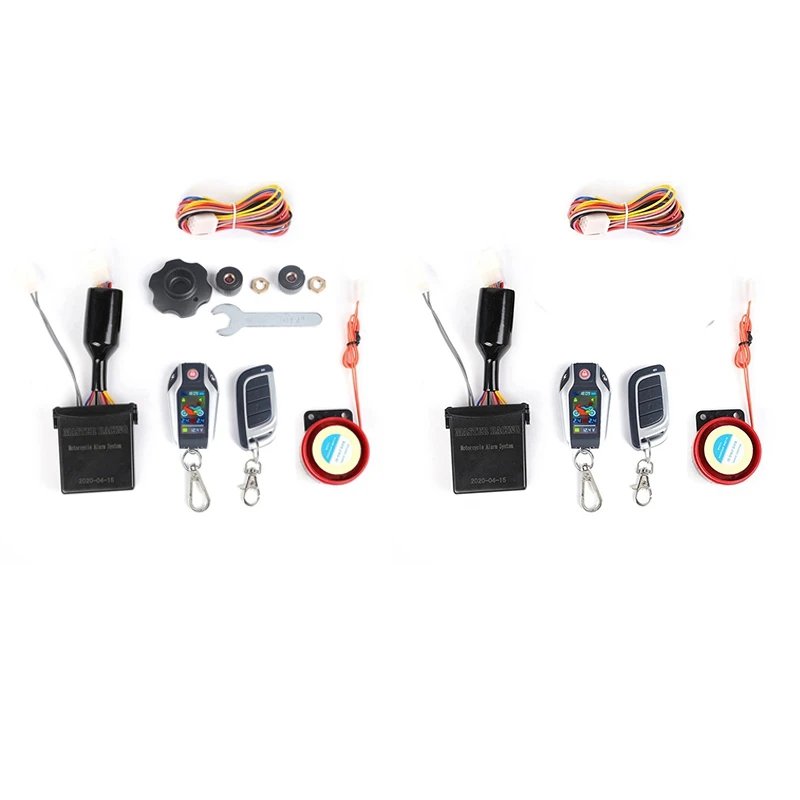 

LCD Motorcycle Alarm Auto Lock/Unlock Security System Two Anti-Theft Alarms Keyless Engine Start