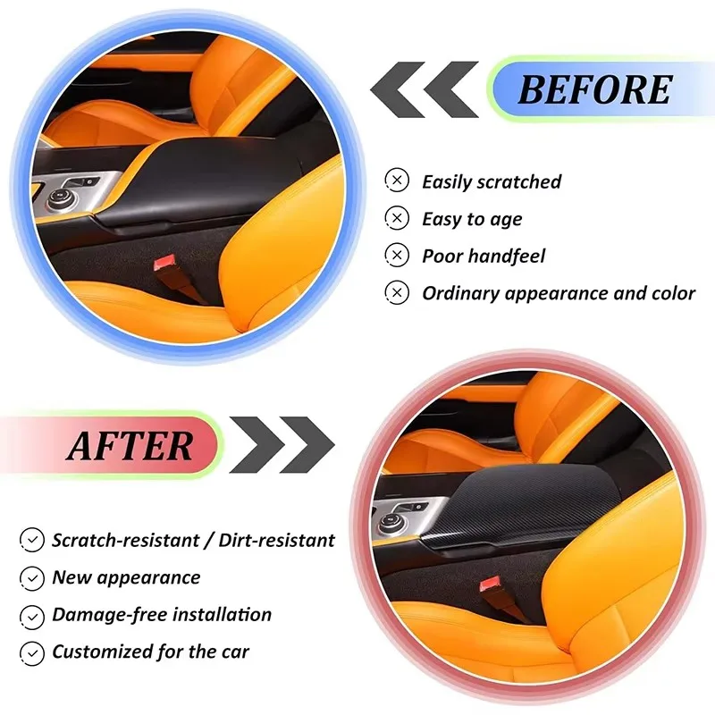 

ABS углеродное волокно для Chevrolet Corvette C7 2014-2019, подлокотник центрального управления автомобиля, защитный чехол, аксессуары для салона автомобиля