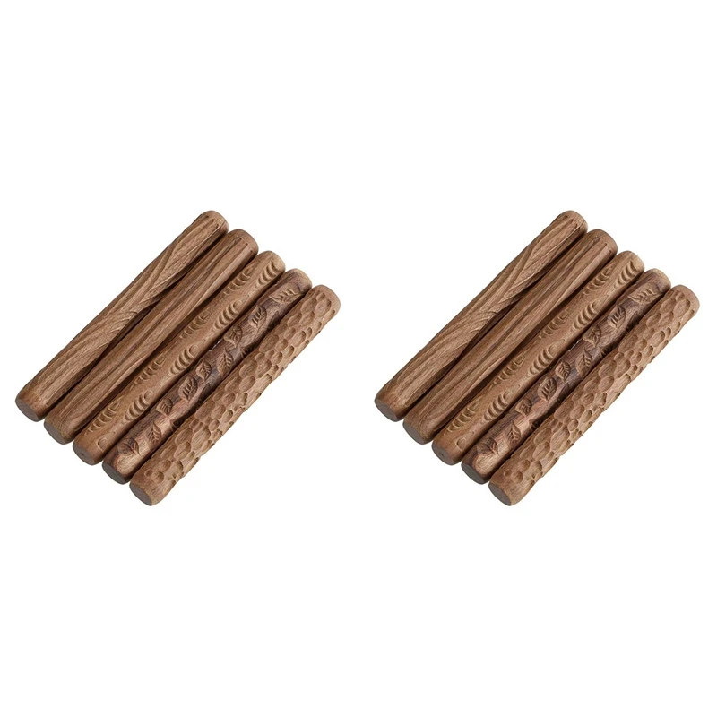 10 Pcs Pottery Tools Wood Hand Rollers,For Clay Stamp Pattern/Roller Pattern,Ceramic Tools,Arcilla Polimerica Dab Tool