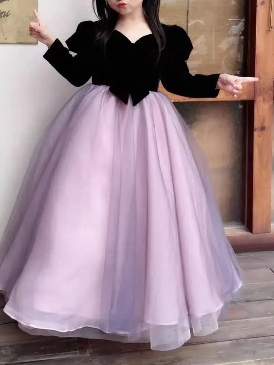 Vestido de baile de tul de estrella púrpura para mujer, ropa de fiesta de cumpleaños para niños, vestido de noche para boda, vestido de primera comunión