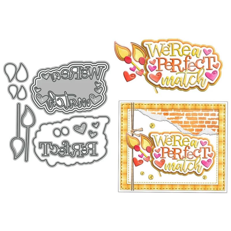 

We're A Perfect Match Cutting Dies Valentine's DIY Scrapbooking Supplies Metal Dies Knife Mold For Cards Albums Decor