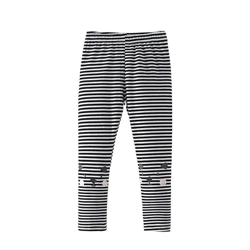 

3-8T Autumn Spring Girls Leggings Pants Striped Embroidery Girls Clothing Full Length Pants Fashion Baby Skinny Pencil Pants