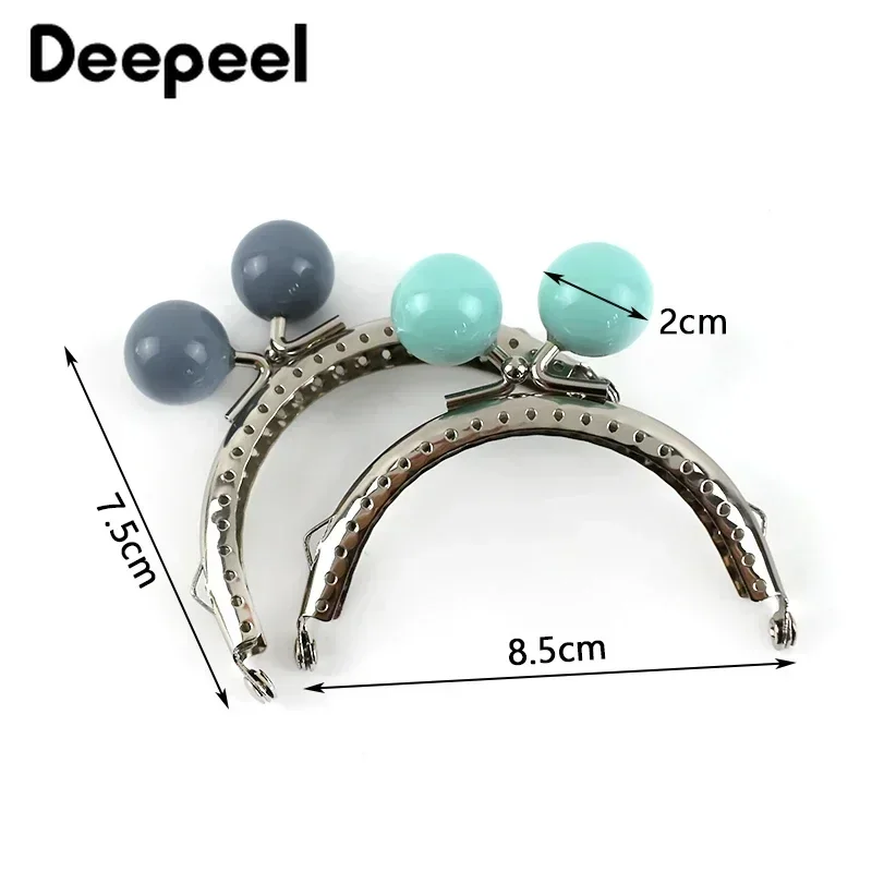 5/10Pcs Deepeel 85mm Silver Bag Handles Sewing Brackets 20mm Color Bead Purse Frame Kiss Clasp DIY Handmade Handbag Accessories