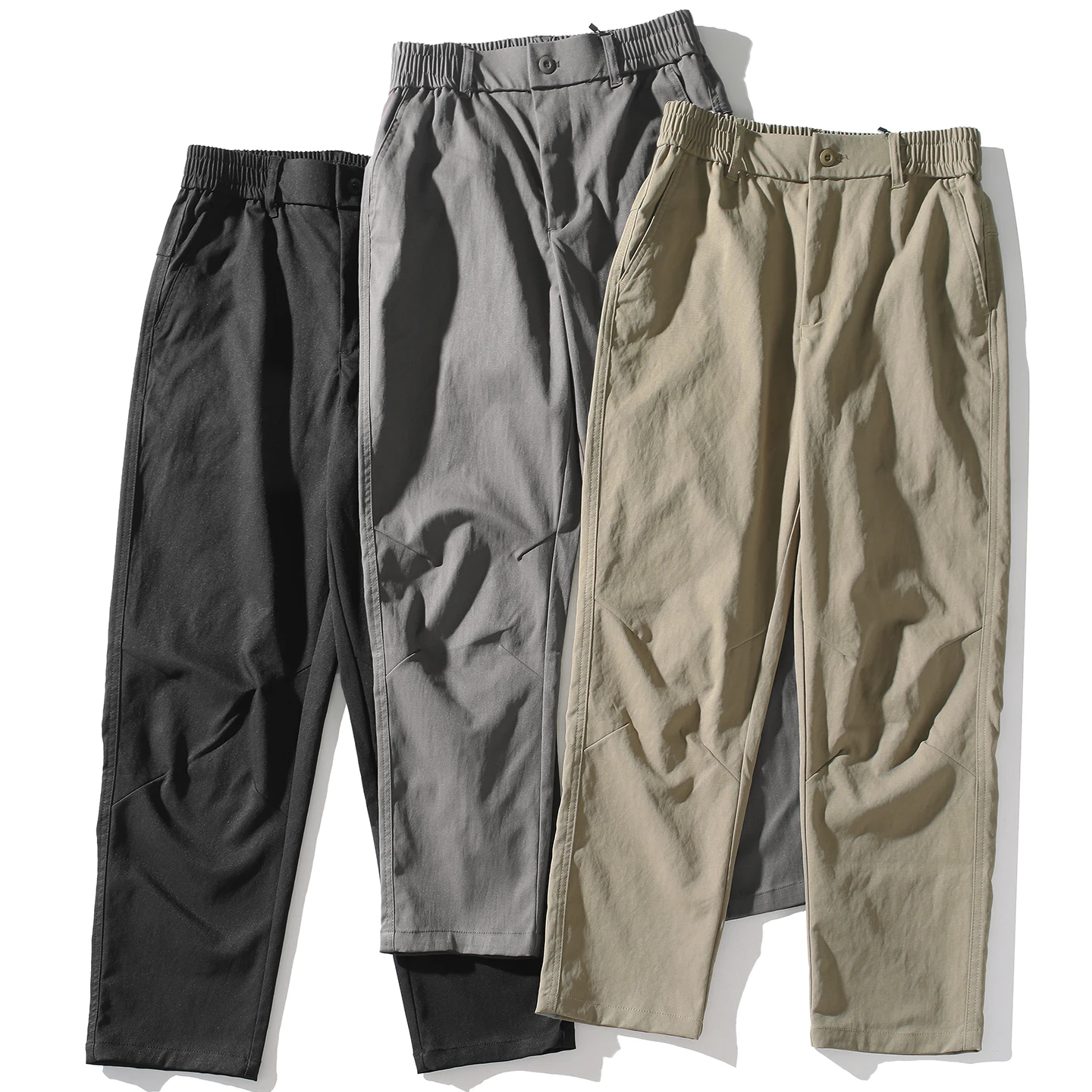 

Men's Casual Straight Leg Pants Loose Fit Long Trousers Pure Color Retro Sle Autumn Season Polyester Fiber Non-Stretch