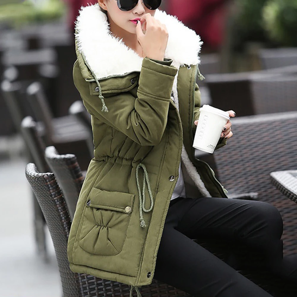 Spring Autumn Women's Thickened Warm Coat For Women Winter Overcoat 2022 Fashion Outwear With Waist Tie Slim Jacket Coat Female