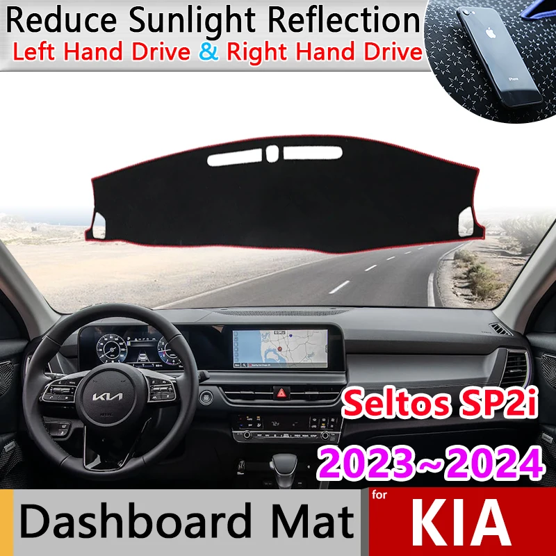 

for Kia Seltos SP2i 2023 2024 Avante Anti-Slip Mat Dashboard Cover Pad Sunshade Rug Dashmat Anti-Slip Carpet Liner Accessories