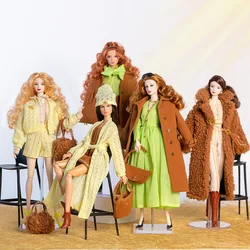 1/6 Supermodel Doll Winter Fashion High-grade Wool Jacket Knitwear Dress Set Girl Princess Outfits DIY Dress Up Toy For 11.5