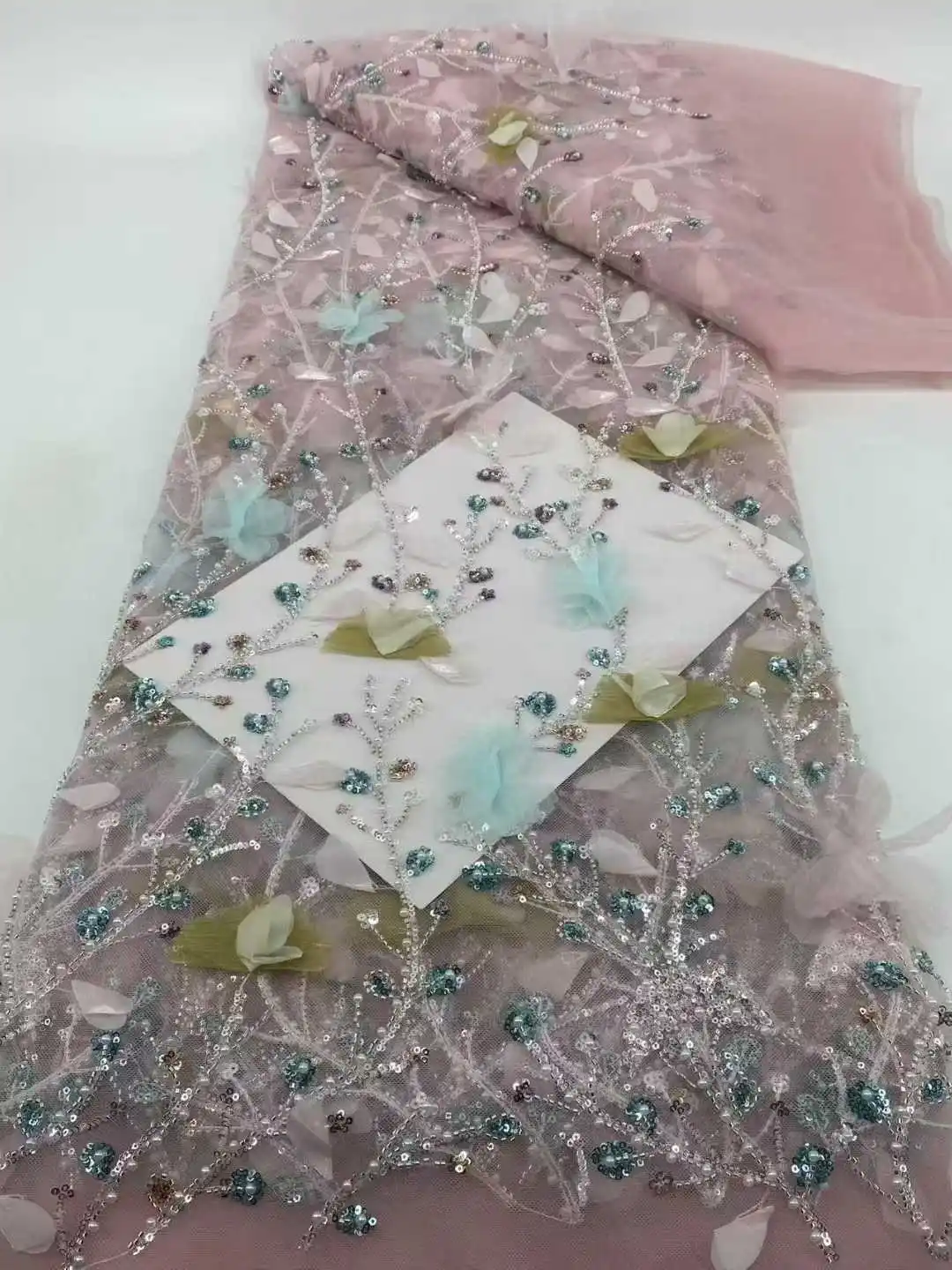 ใหม่ 3D Appliqueผ้าคุณภาพสูงลูกไม้แอฟริกันผ้า 2025 ภาษาฝรั่งเศสคําสุทธิลูกไม้ผ้าเย็บปักลูกไม้Tulleไนจีเรียชุด.