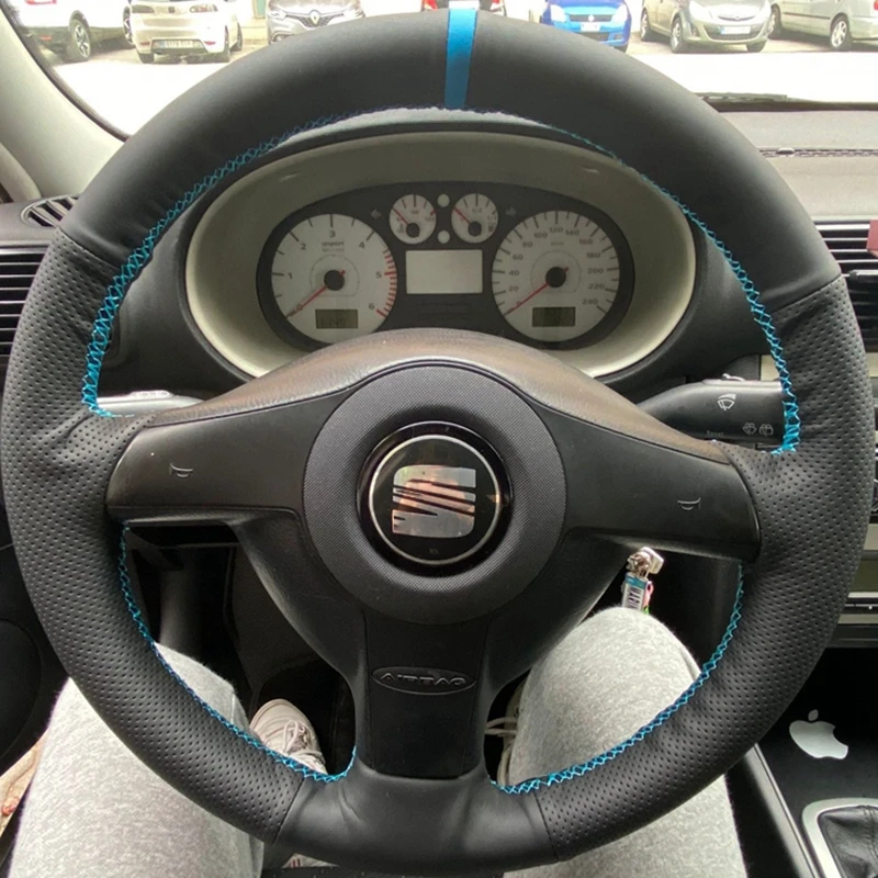 

Braid Car Steering Wheel Cover Customize Microfiber Leather Car Accessories For Volkswagen VW Golf 4 Passat B5 Seat Leon Polo