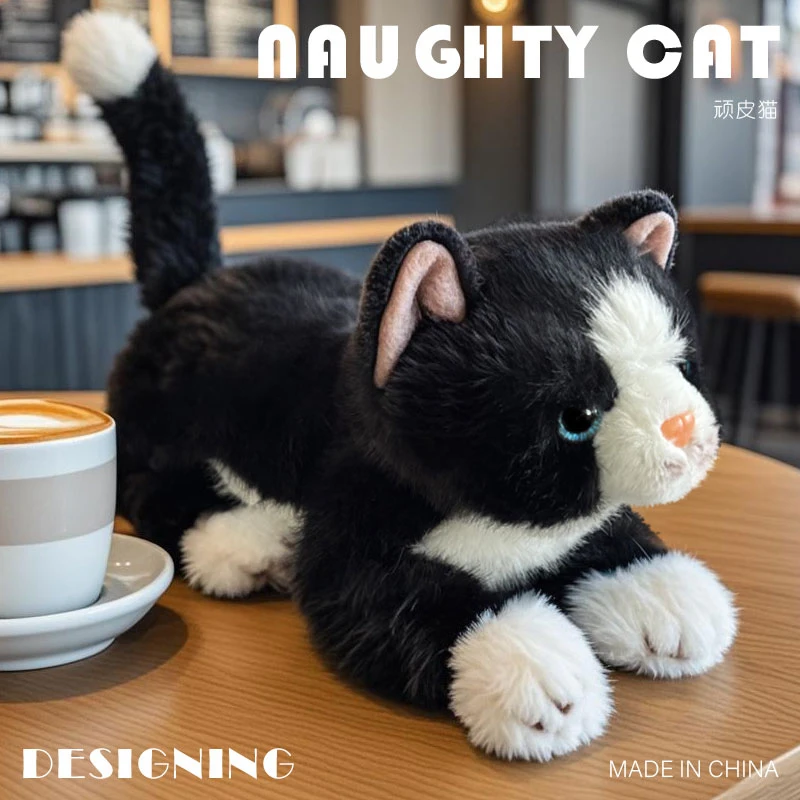 New Simulation Cat Plush Toy Kitten Doll Soft Stuffed ReaListic Animal Kitty Model Kids Girls Creative Room Decor Sweet Gifts