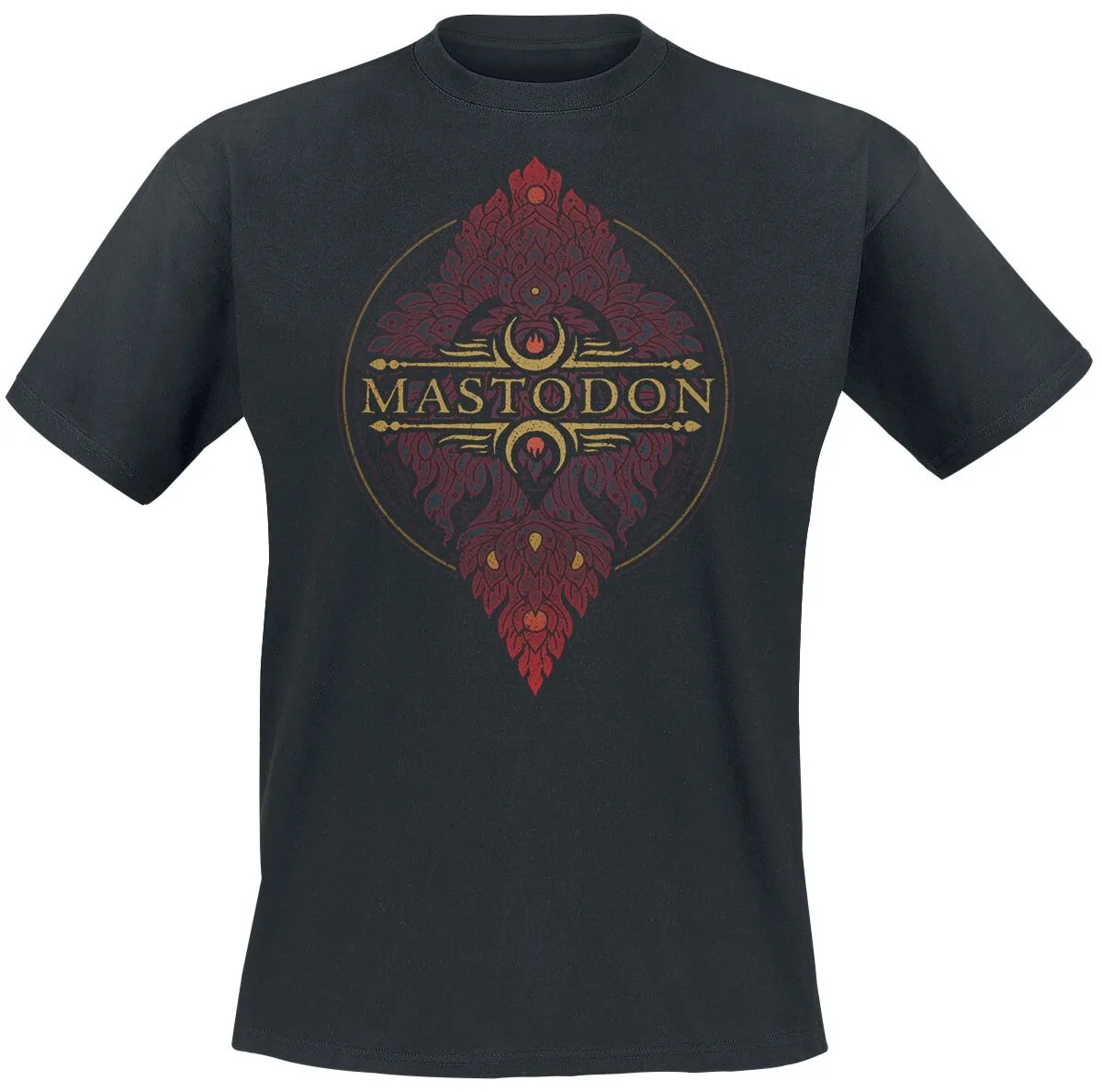 Mastodon Peacock Mandala Print T-Shirt, 100 % Baumwolle, lässiges, neutrales T-Shirt, Progressive Metal Streetwear