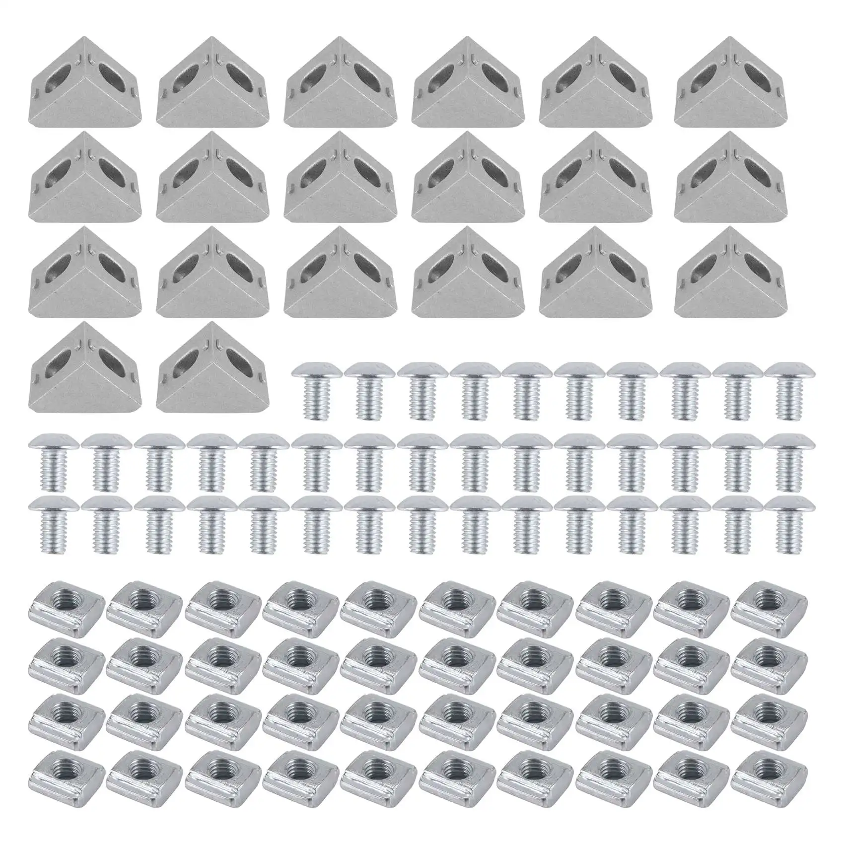 2020 Series Aluminum Profile Connector Set, 20pcs Corner Bracket,40pcs M5 x 10mm T-slot Nuts, 40pcs M5x10mm Hex Socket Cap