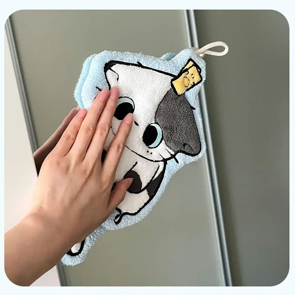 New Cartoon animal Hand Towel Absorb Water Thickened Kitchen Handkerchief Hanging Coral Velvet Cleaning Cloth Kitchen