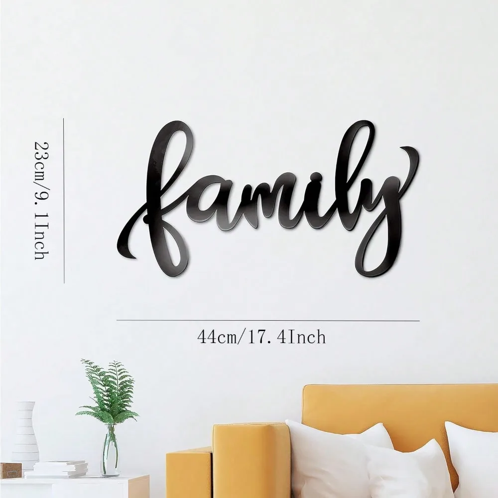 CIFBUY Iron Wall Art Black Family Metal Sculpture Hanging Plaque Rustproof Home Inspirational Decor Ornament Accent