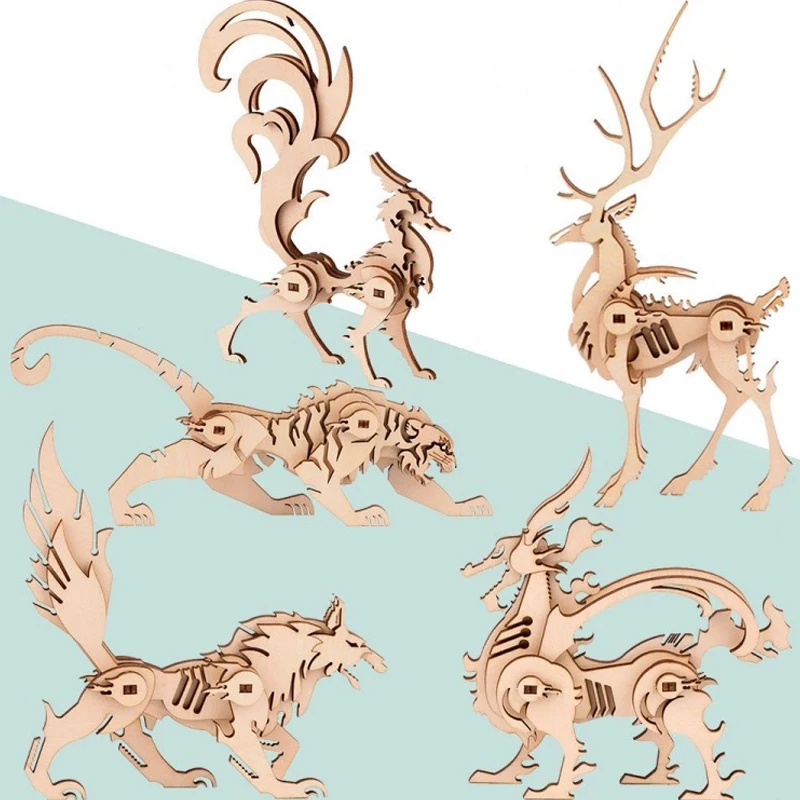 3D Wooden Small Toy Assembly Kit Lovely Animal Assembly Puzzle Mini Model Children Toy Handicraft Accessories Developmental Toys