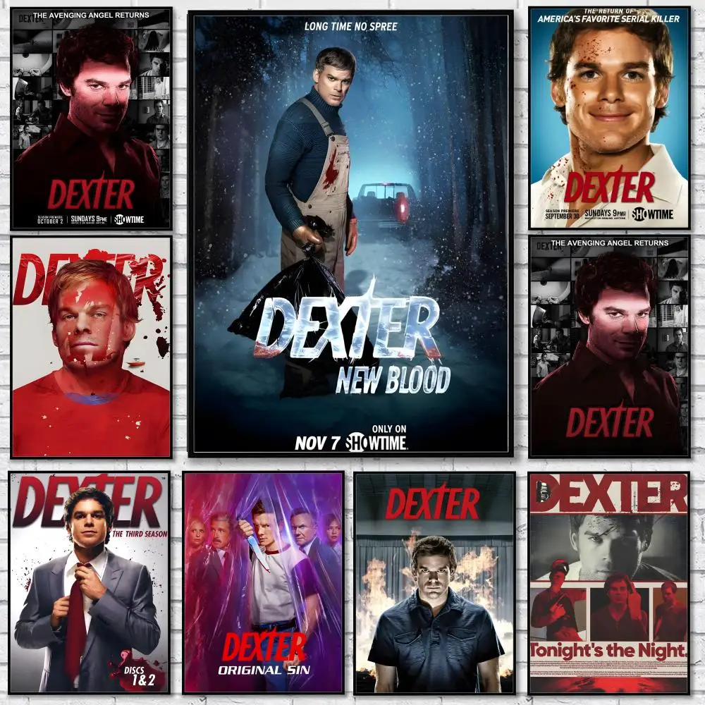 D-Dexter Michael C.Hall klassisches TV-Poster, wasserfester HD-Wandaufkleber, selbstklebendes Kunstposter, lichtbeständig, Heim- und Raumdekoration