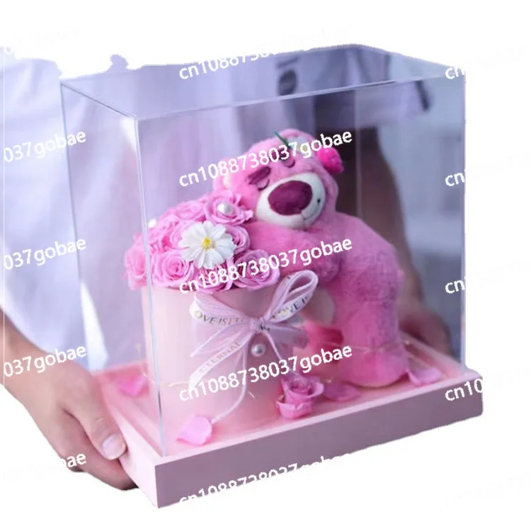 Internet Celebrity Flower Strawberry Bear Bucket Rose Bouquet Jewelry Valentine's Day Christmas Girlfriend Birthday Gift