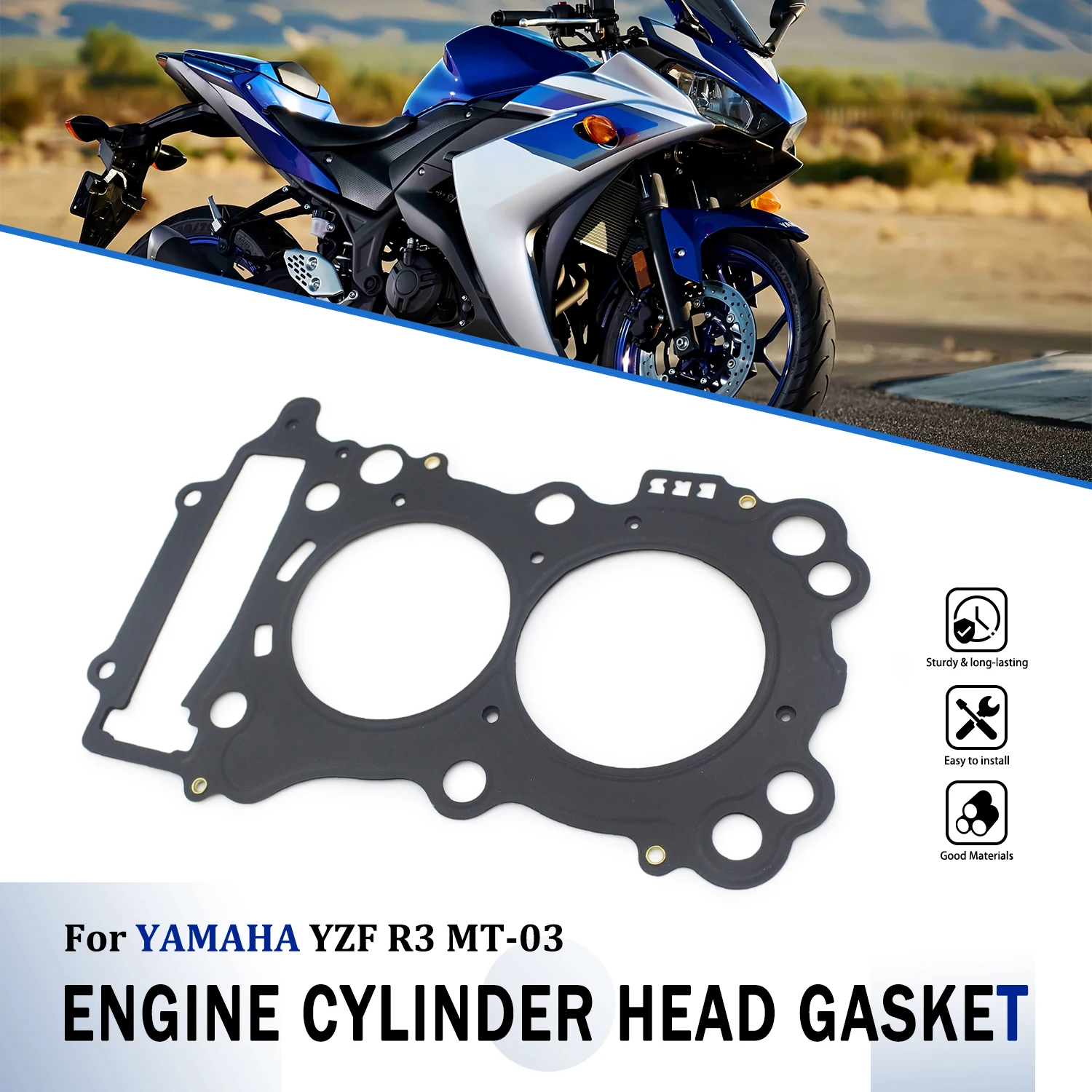 For Yamaha YZF R3 2015-2024 MT-03 MT03 2020-2024 2022 Motorcycle Engine Cylinder Head Sealing Gasket Spare Parts 2MS-E1181-00-00