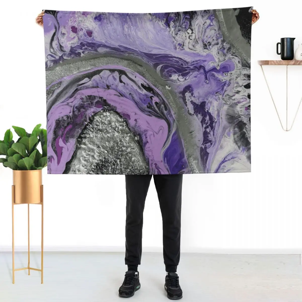 Lavender Geode Throw Blanket Luxury Designer Flannels halloween Comforter decorative Nap Blankets