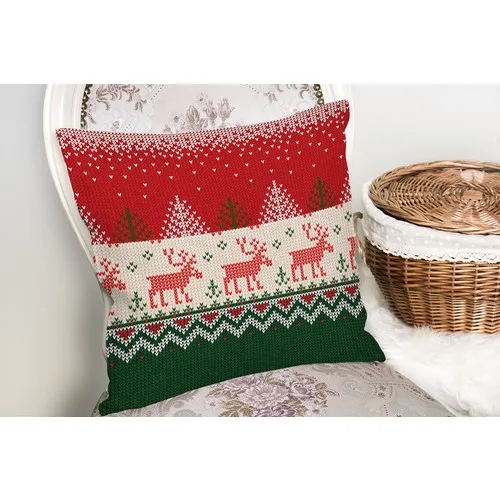 Top 2022 Home Christmas Deer and Trees Printed Decorative Pillow Cushion Cover  New Year Decor Free Shipping Items Bedroom Sofa