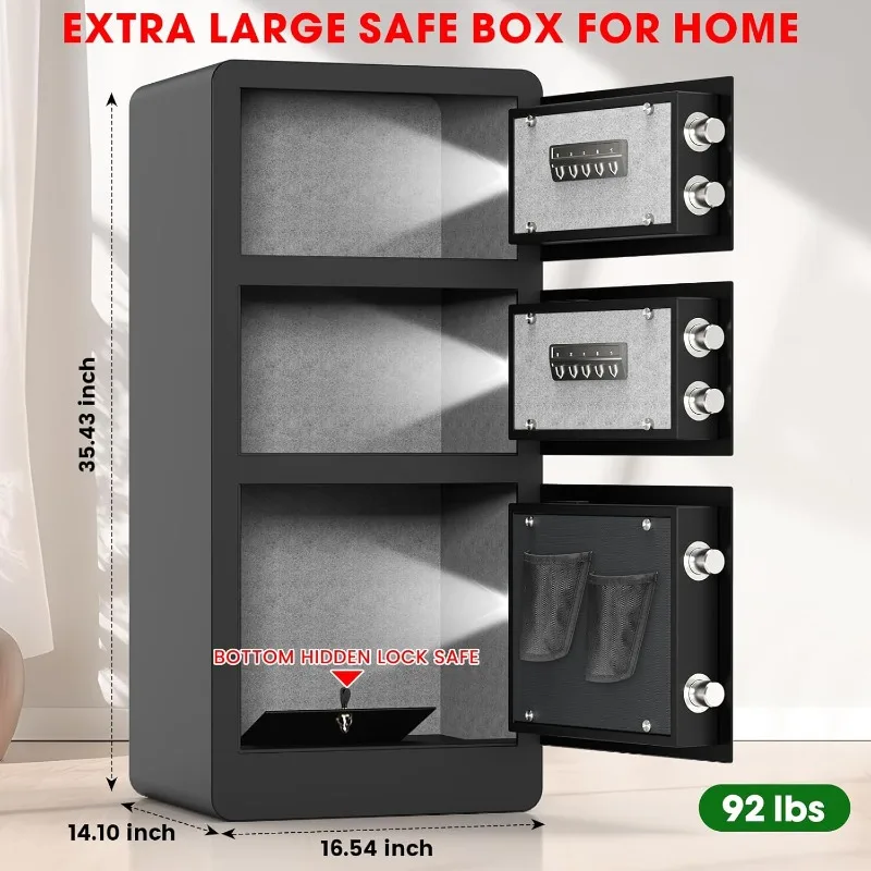 8.0 Cu Ft Extra Large Heavy Duty Home Safe with Triple Doors, Anti-theft Home Security Safe Box with Electronic Keypad Keys