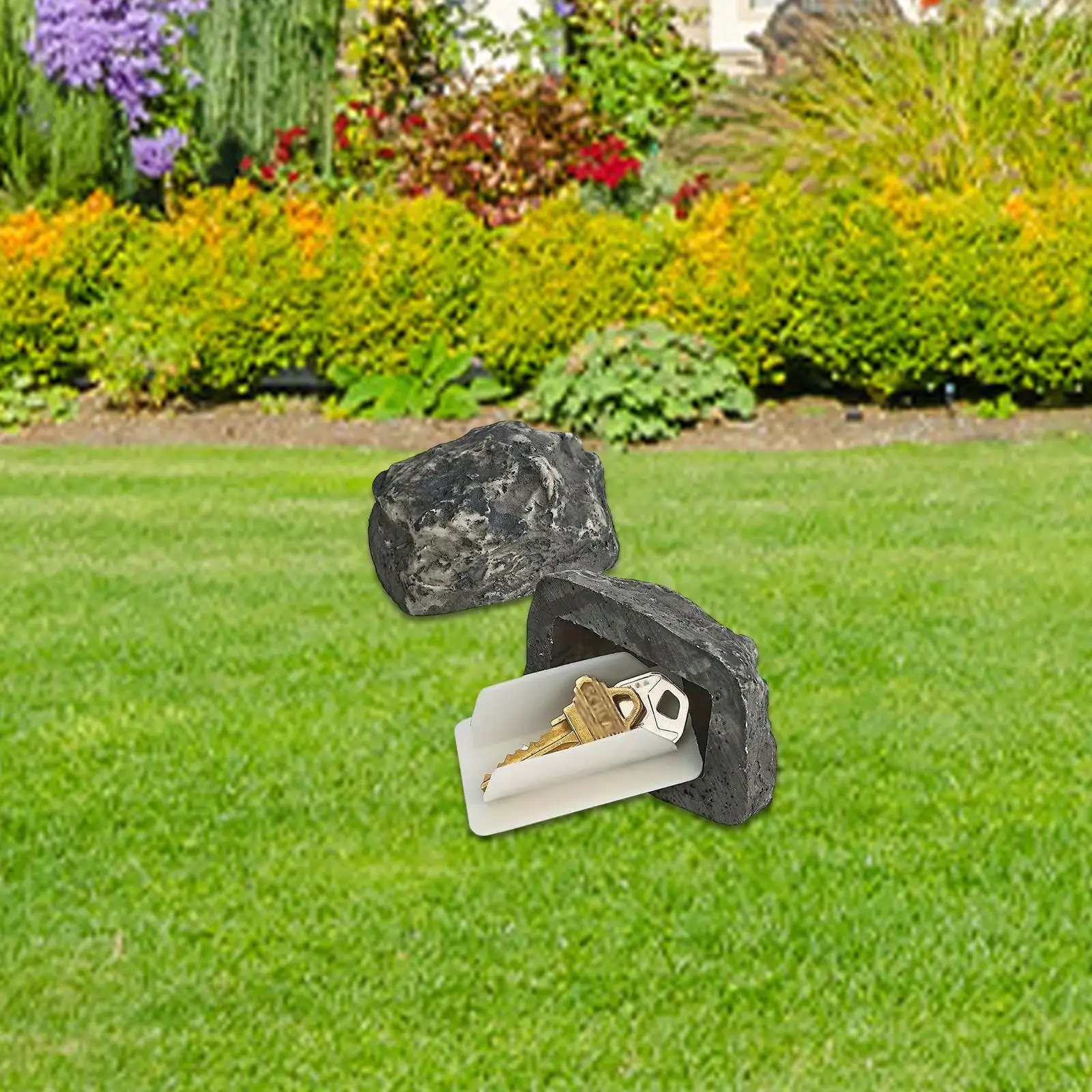 Fake Rock Spare Key Hider Fake Rock Key Holder Decorative Garden Stone, Realistic Stone Hider Key for Garden Decor