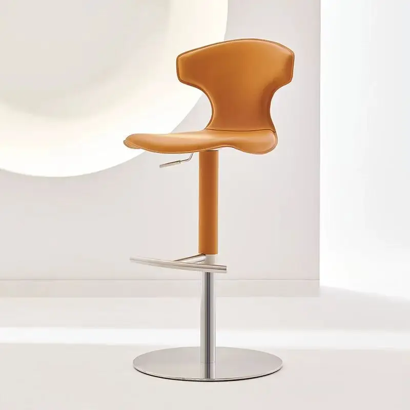 Saddle Leather Bar Chair Simple Lifting Chair Rotating Bar High Foot Household Island Backrest Bar Stool