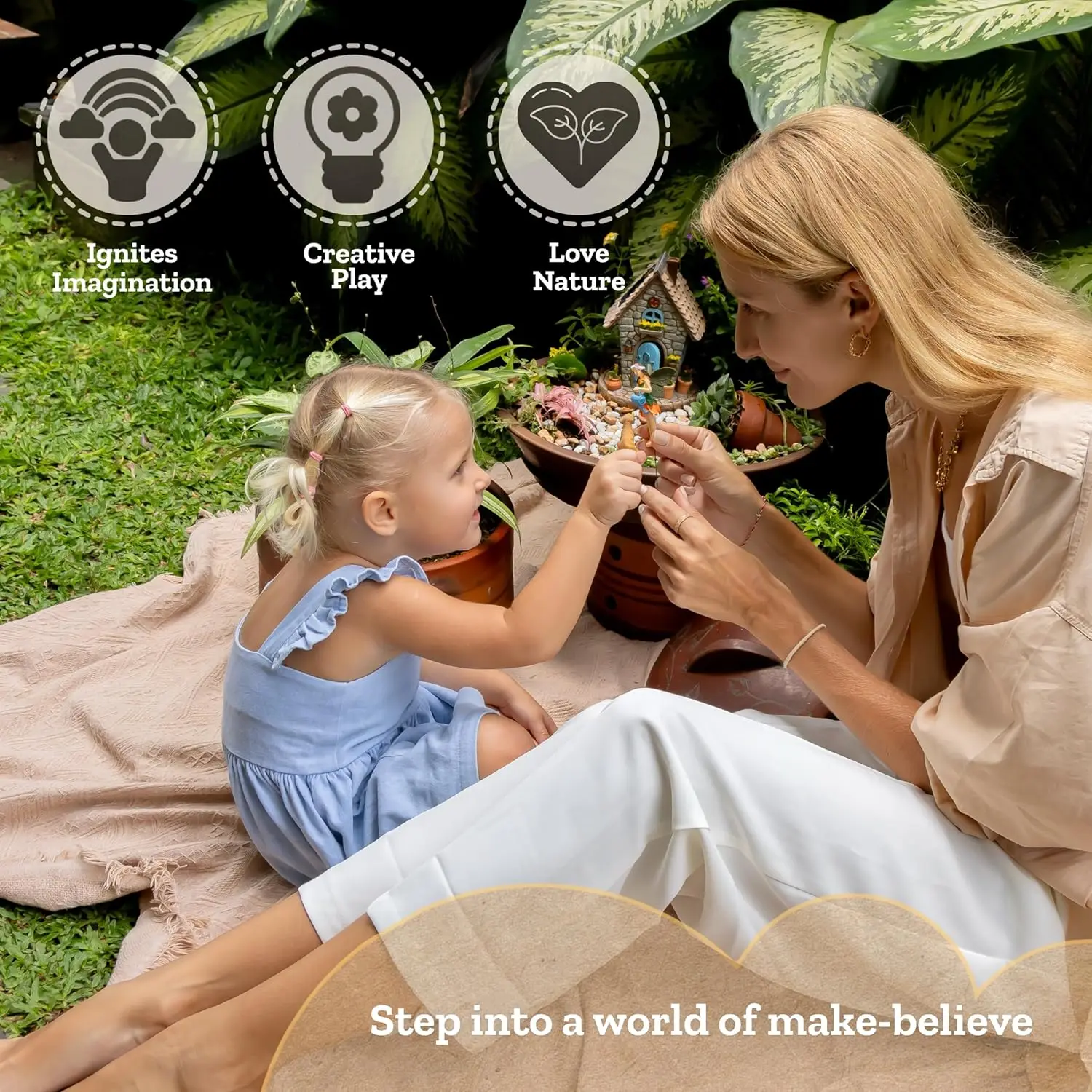 Set casetta delle fate da 11 pezzi con luce solare, figurine e accessori - Regalo per decorazioni per esterni