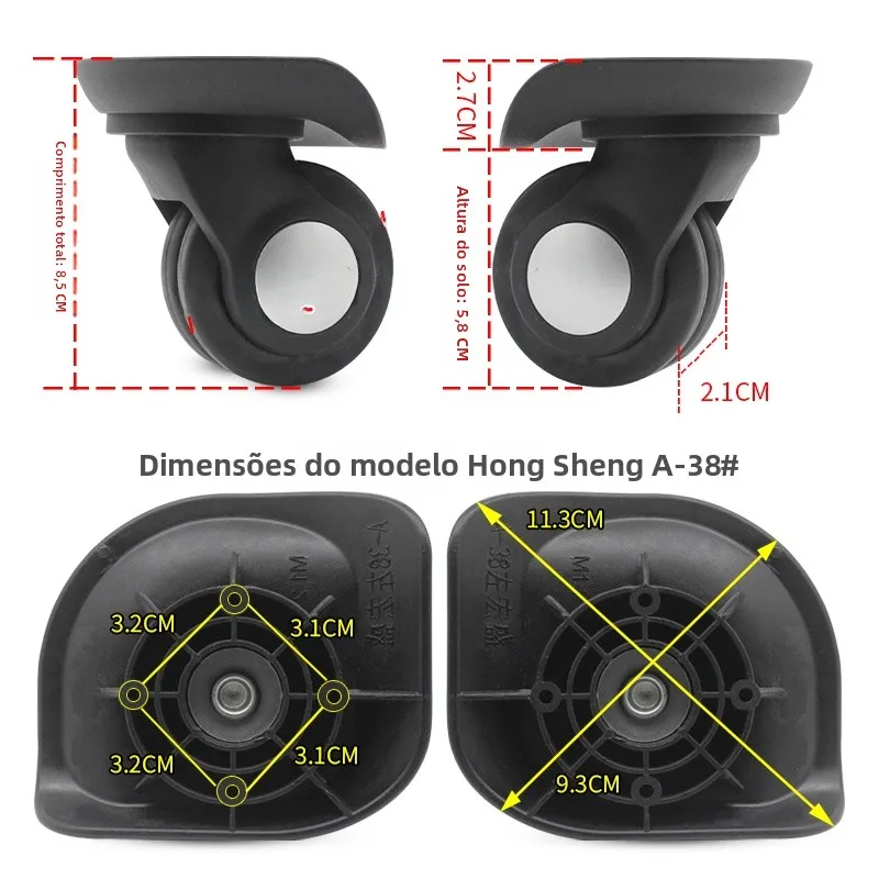 Rodas Universais Grandes Pengsheng JLKW07 para Alça de Bagagem, Rodas LT60 para Malas de Viagem, Rodas 030JEY, Acessórios de ...