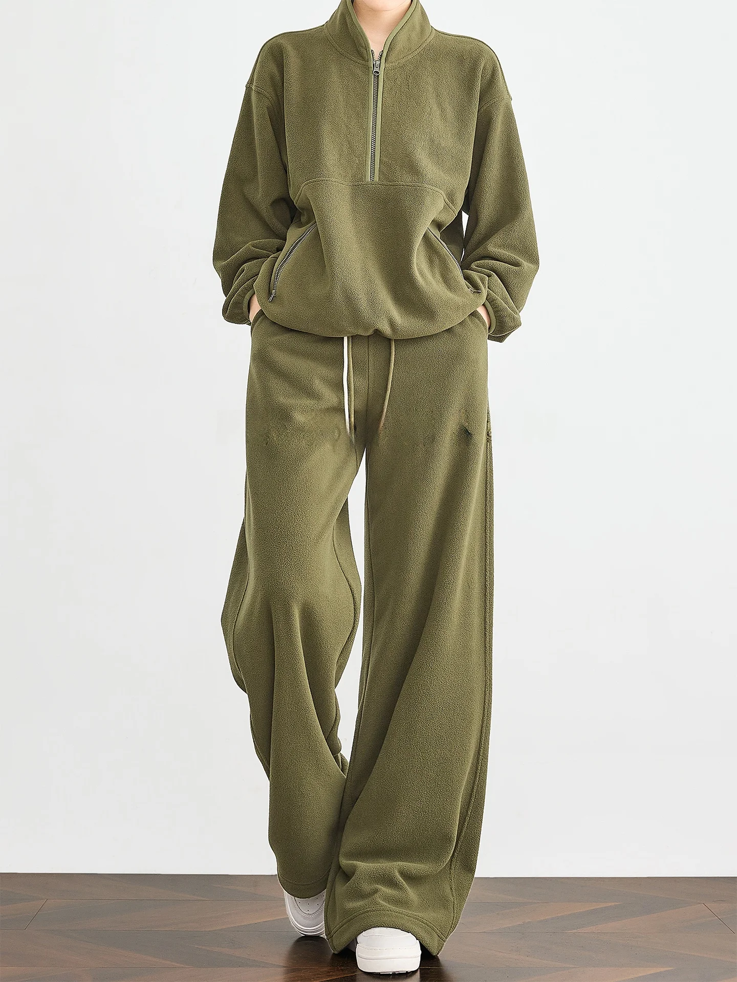 

FALIN Свободные женские спортивные штаны с высокой талией на подкладке, удобные повседневные брюки, корейские прямые брюки