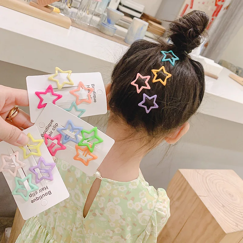 4/6Pcs/Set Women Girls Cute Colorful Star Butterfly Hairpins Sweet Hair Clips Barrettes Kids Headband Hair Accessories Ornaments