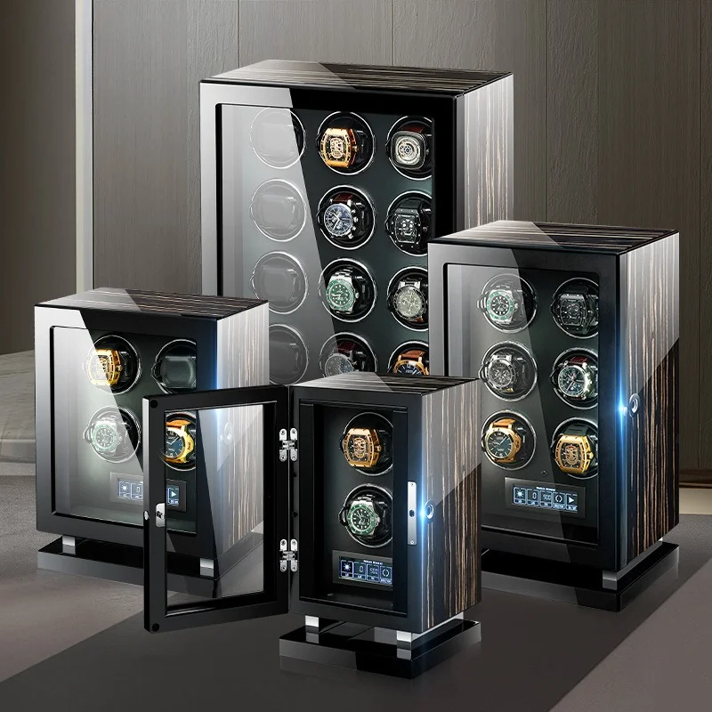 

Luxury Automatic Watch Winder Wood Mabuchi Motro Mechanical Watches Box Shaker LCD Touch Screen Wooden Storage Safe Case