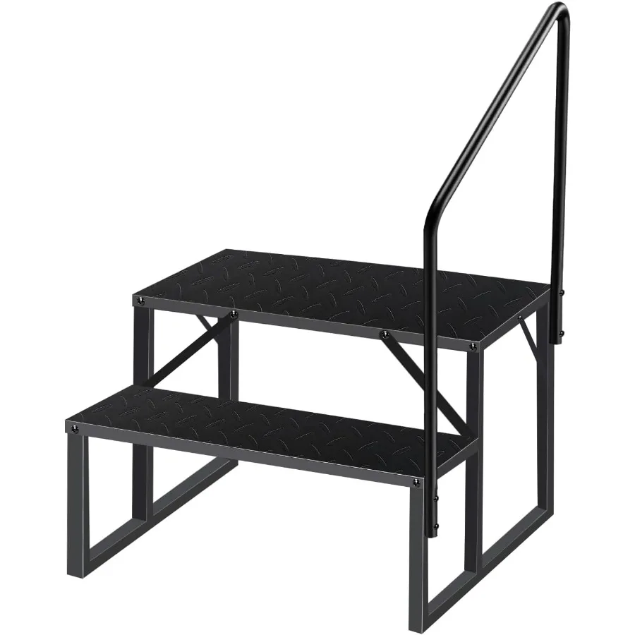 

Сверхмощная стремянка с ручкой для наружного использования. Портативный 2-ступенчатый табурет для надземного бассейна. Сходинки для автофургонов и путешествий.