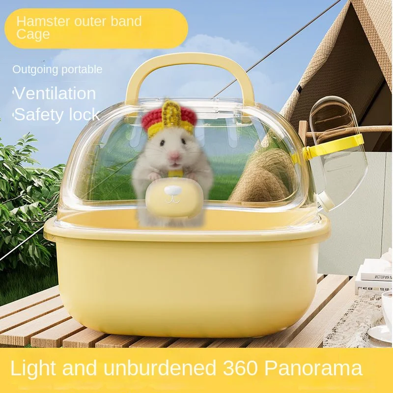 

Hamster Travel Carrier Backpack-Escape-Proof Ventilated Cage with Acrylic View Window & Foldable Food Tray (Portable）