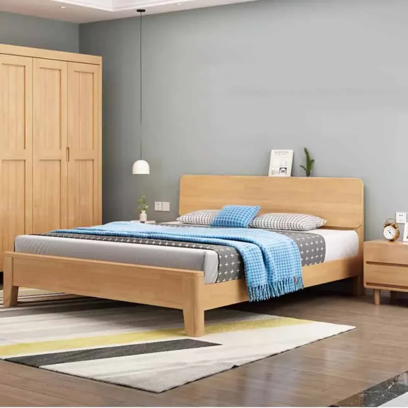 

Wood Waterproof Queen Double Beds Bedroom High End Wooden Modern Luxury Beds Twin Headboard European Camas De Casal Furniture