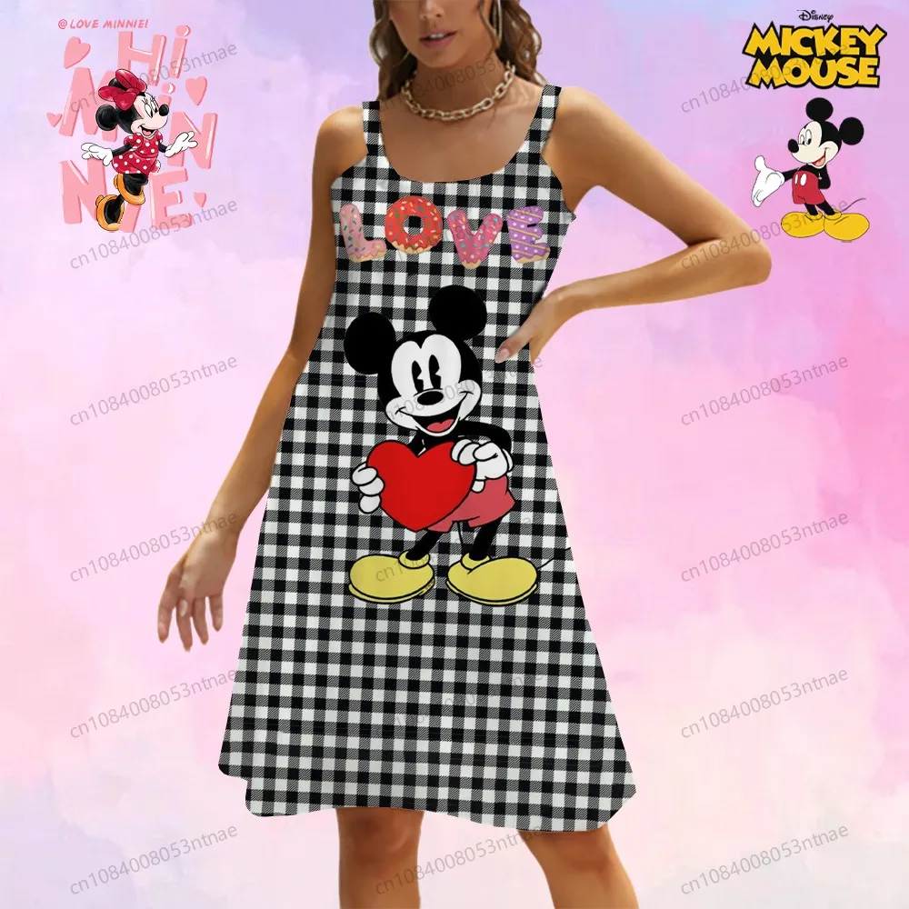 

Trend 2025 New Summer Disney Mickey Mouse Y2k Women's Beach Dress S-3XL Fashion Woman Clothes 3D Print Novelty in Clothes Kawaii