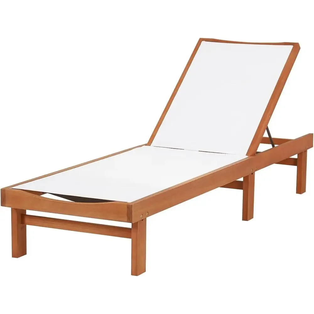 5-Position Outdoor Wooden Recliner Lounge Chair for Patio, Poolside, and Tanning
