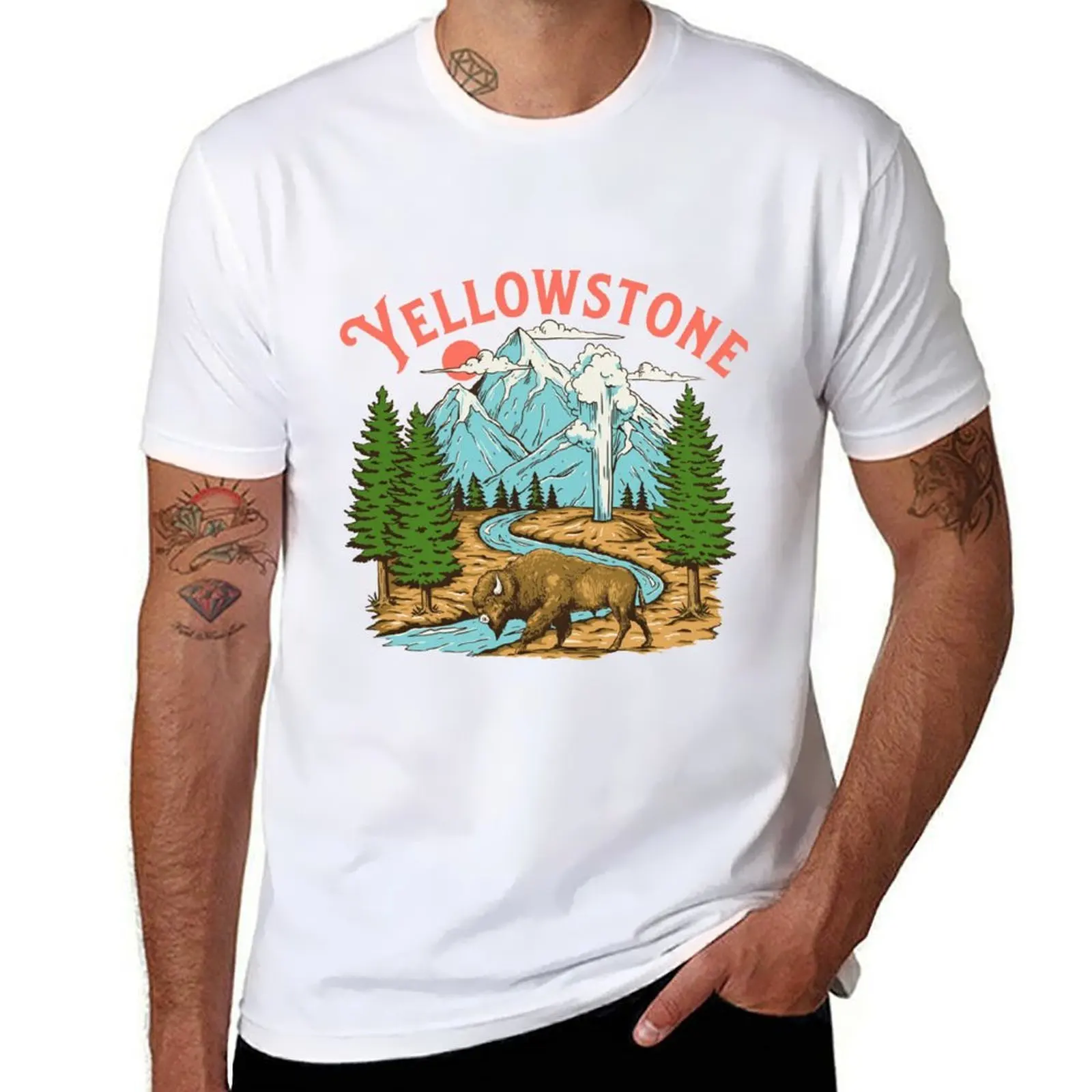 

Yellowstone national park T-Shirt t shirts for man graphic vintage black cotton t-shirt plain for man package T-Shirt