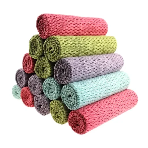 

Household Cleaning Cloth 1Pcs Microfiber Washing Dish Towel Wiping Rags 4Colors Kitchen Supplies Anti-grease