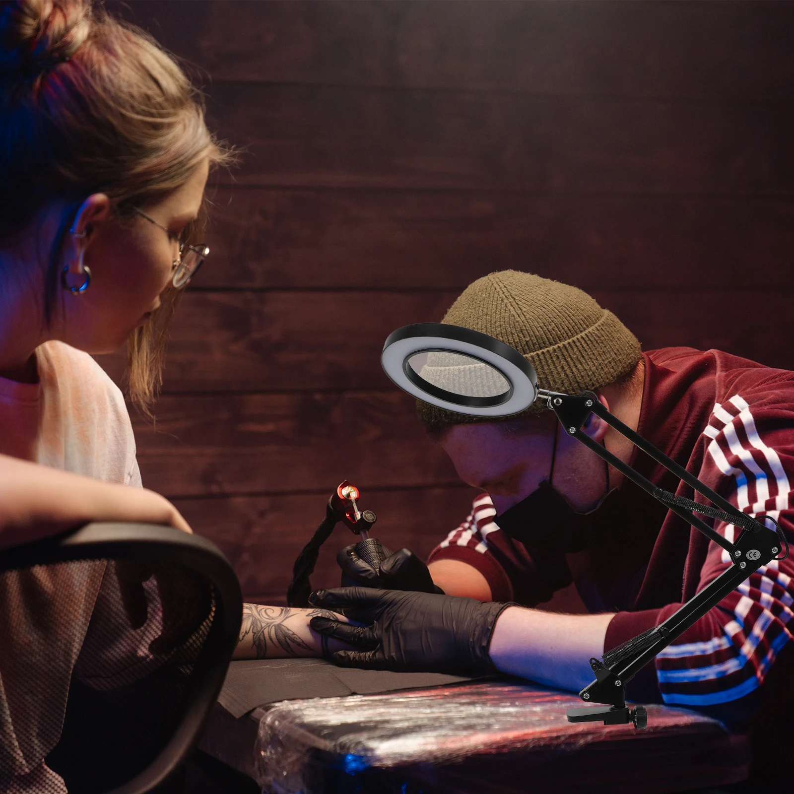 1Pc Professionele LED Vergrootglas Lamp Verstelbare Arm Verlicht Vergrootglas Licht