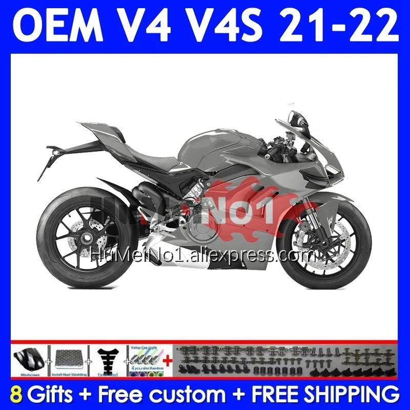 Injection Body For DUCATI Panigale V4 V 4 S R V4S V4R 21-22 Year 328No.70 V4-S V4-R Gloss Grey 2021 2022 21 22 OEM Fairing Kit