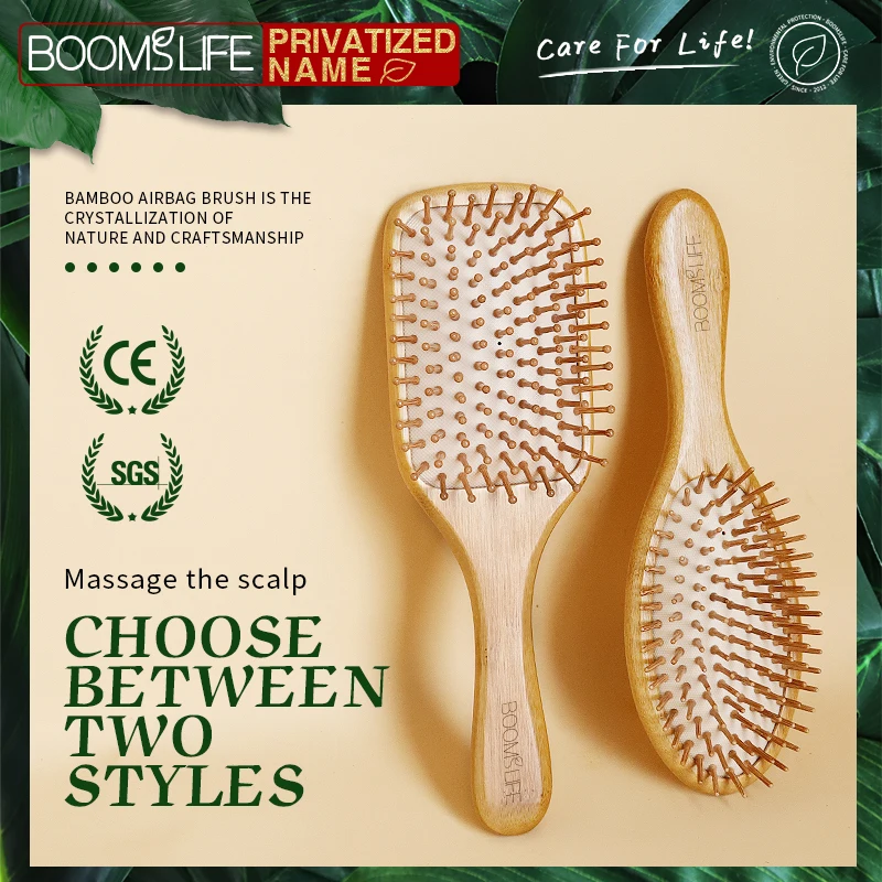 

Personalized Wide Tooth Wood Combs for Hair Massage Scalp Bamboo Hair Brush Women Custom Styling Hair Comb Detangling HairBrush