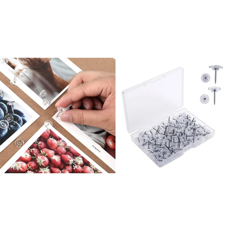 50/100/150 шт., канцелярские кнопки с плоской головкой, канцелярская кнопка в форме шестерни, прозрачная булавка для карты, для