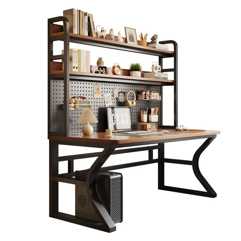 

Student Learning Writing Desk, Solid Wood Computer Desk，Desk Bookshelf Integrated Perforated Board for Children's Learning Desk