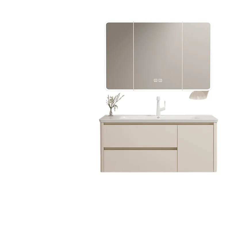 

Mirror cabinet full sealing plate large capacity storage waterproof honeycomb aluminum round cream bathroom cabinet K17